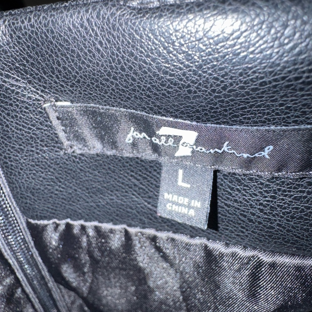 7 For All Mankind-Black Leather Mini Skort - Picture 4 of 6